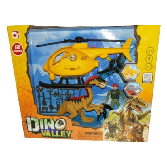 Dino Valley Chap Mei 12 Pcs Helicopter Dinosaur Lights Sound New in Box 3yrs+ - Picture 1 of 6